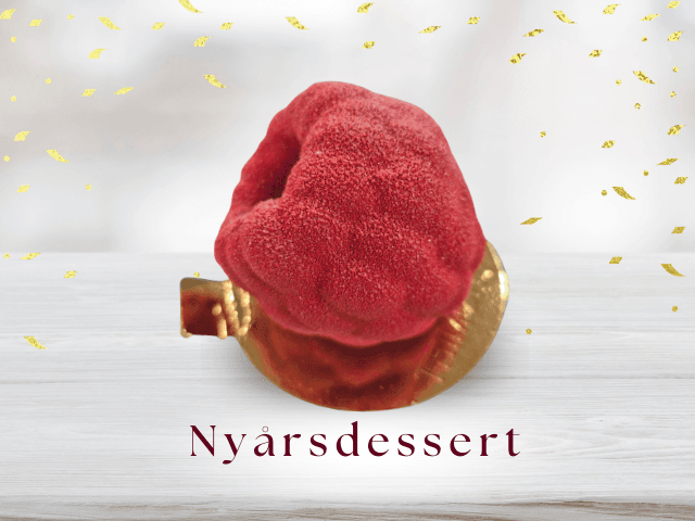 Nyårsdessert Ttrompe l'oeil Skimrande Hallon