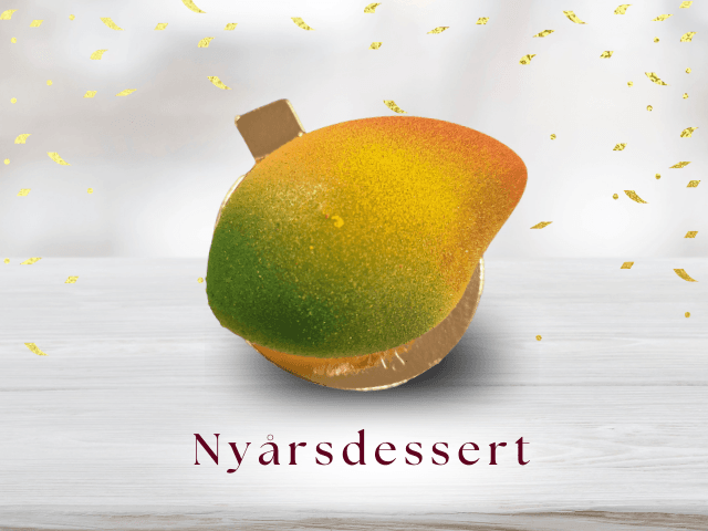 Nyårsdessert Ttrompe l'oeil Gyllene Mango